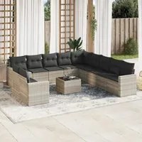 Set Divano Giardino 12 pz con Cuscini Grigio Chiaro Polyrattan 3219192