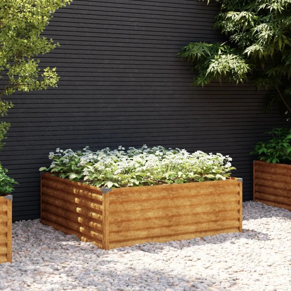 Fioriera Rialzata Da Giardino 100x100x36 Cm İn Acciaio Corten /