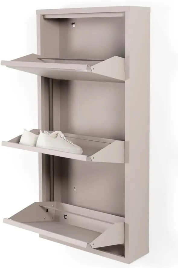 Scarpiera grigio tortora in metallo con ante ribaltabili 50x103x15 cm Billy – Spinder Design