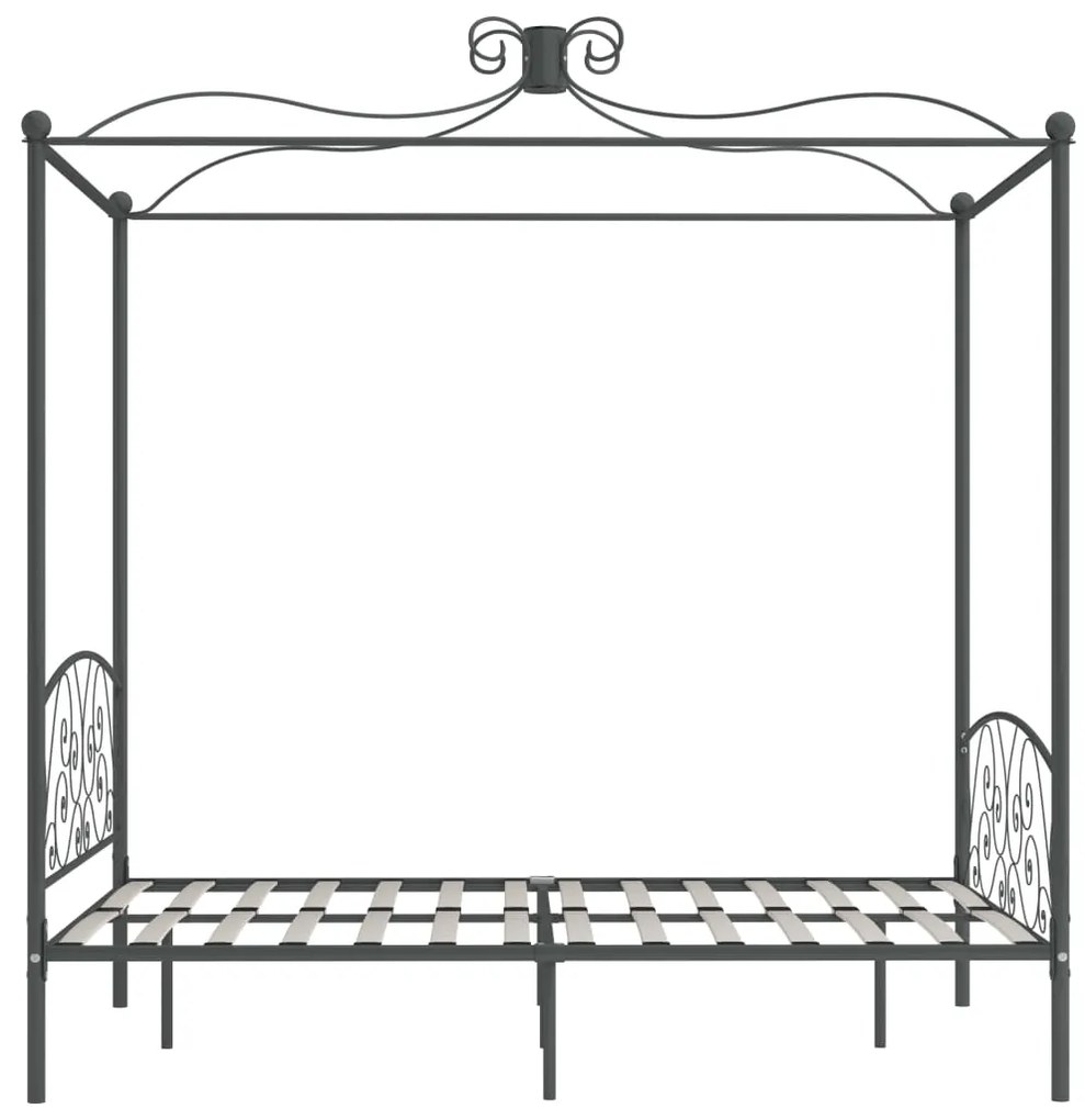 Letto a baldacchino grigio in metallo 140x200 cm