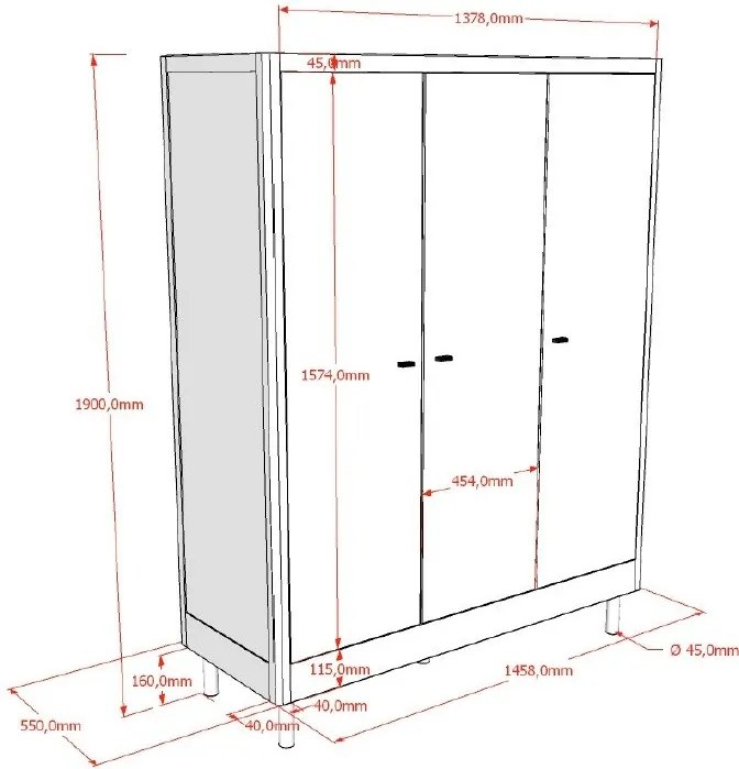 Armadio per bambini bianco in legno di faggio 146x190x55 cm Forrest - Vipack