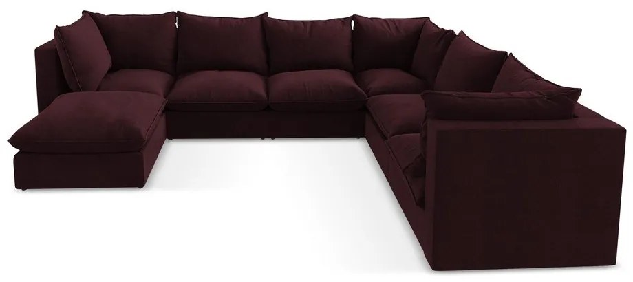 Divano angolare burgundy (con penisola a destra/a U) Manao – Makamii