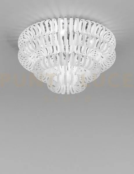 Ecos lampadario da soffitto 90 bianco rigadin cromo lucido 5 luciat...