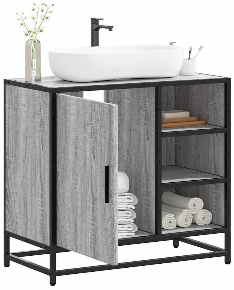 Mobile Lavabo Bagno Grigio Sonoma 65x33x60 Cm Legno Multistrato /