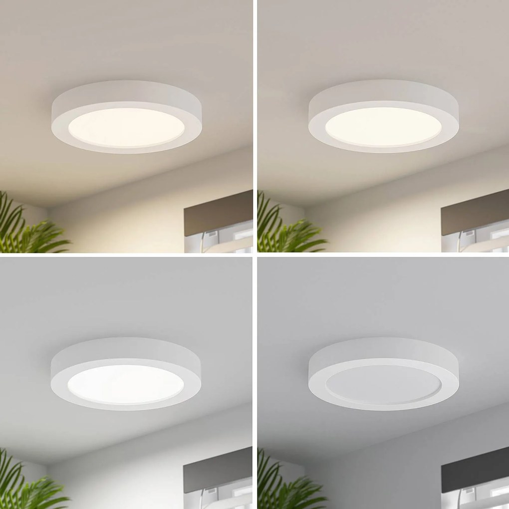 Prios Plafoniera LED Edwina, bianco, 25 cm, CCT, IP44