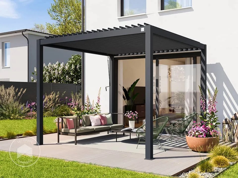 PRIMEYARD Pergola 3x3m, tetto lamellare, antracite - (400122)