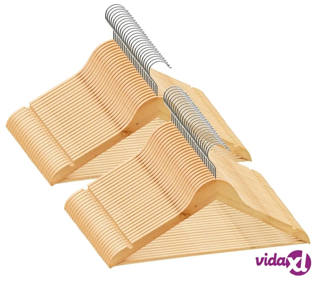 vidaXL Set Appendiabiti 50 pz Antiscivolo in Legno Massello