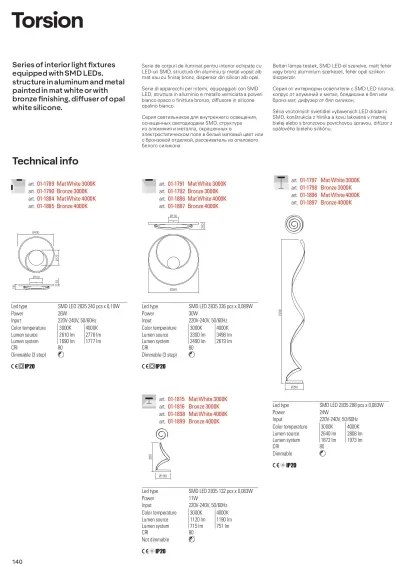 Redo 01-1815 - Lampada da tavolo a LED TORSION LED/11W/230V bianca