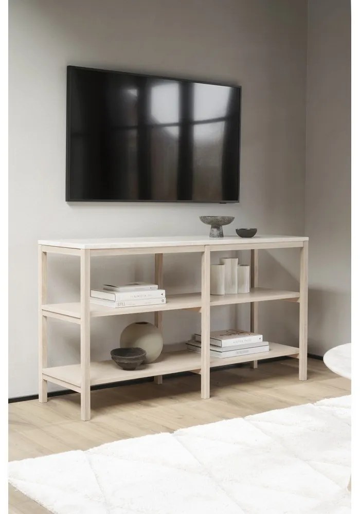 Consolle bianca con piano in pietra 140x40 cm Orwel - Rowico