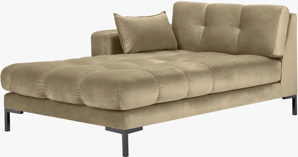 Chaise longue Mamaia 2 posti in velluto Bluvel gambe nere - L185cm