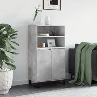 Credenza Grigio Cemento 60x36x110 cm in Legno Multistrato 831496