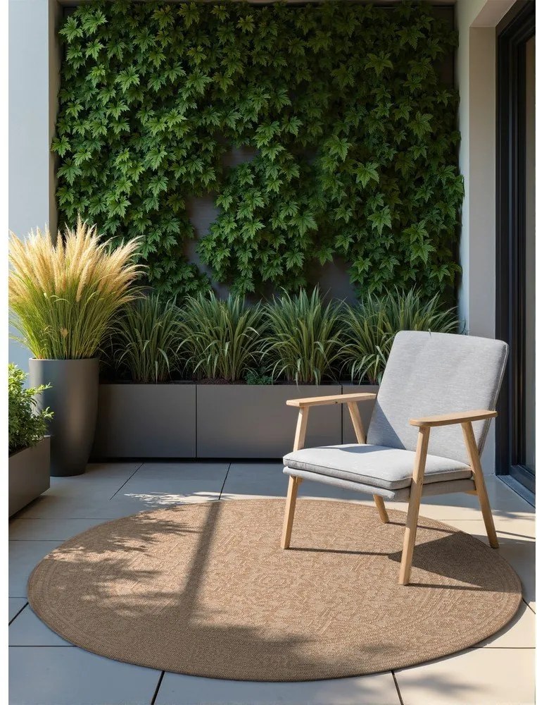 Tappeto da interno/esterno rotondo beige/avorio ø 160 cm Duet Kona – NORTHRUGS