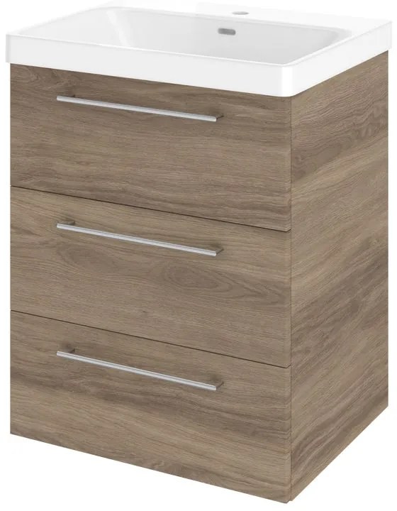 Mobile da bagno sospeso sotto lavabo L 60 x H 73 x P 46 cm marrone opaco, 3 cassetti SENSEA Remix