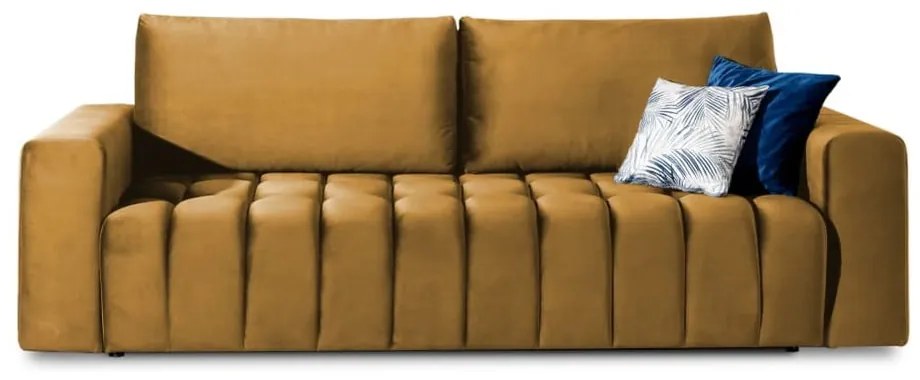 Divano giallo allungabile/con contenitore e rivestimento in velluto 247 cm Lazaro – ELTAP