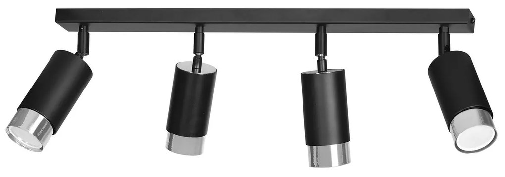 Lampada da Soffitto in Acciaio HIRO 4 Nero Cromo/Oro 4xGU10
