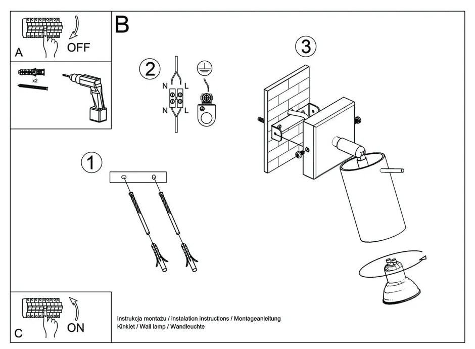 Faretto nero 8x10 cm Etna – Sollux