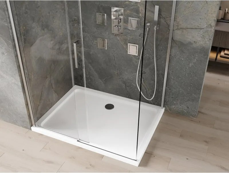 Mexen Omega cabina doccia scorrevole 120 x 70 cm, trasparente, cromo + piatto doccia Flat - 825-120-070-01-00-4010