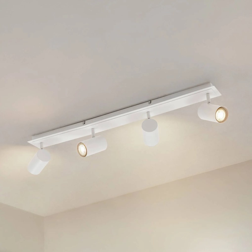 Faretto da soffitto Lindby Joffrey, 80 cm, bianco, a 4 luci, GU10