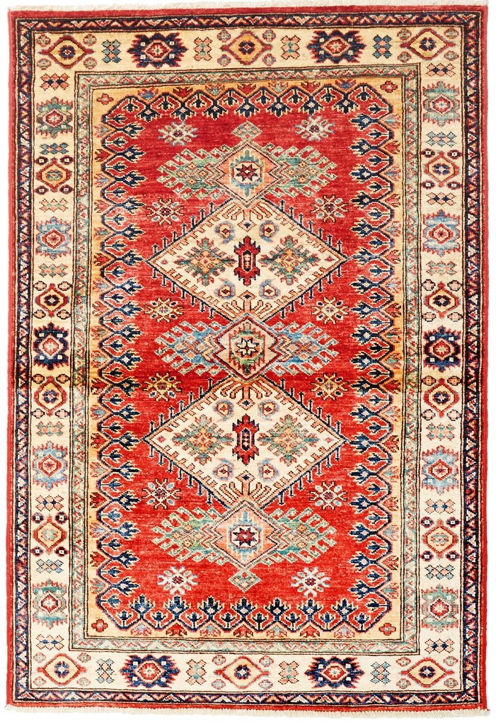 Kazak Tappeto 150x100 Rosso (Pakistan) Annodato A Mano