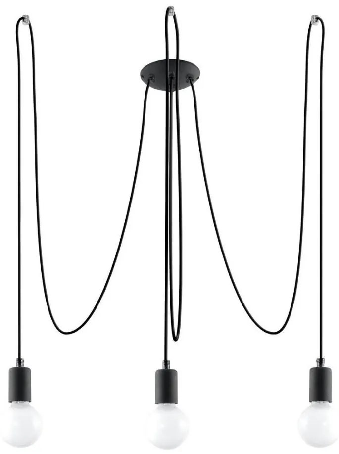 Sollux SL.0370 - Lampadario a sospensione con filo EDISON 3 3xE27/60W/230V ragno nero