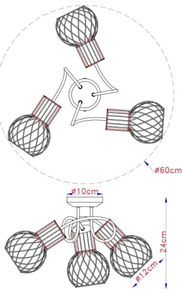 Globo 54013-3 - Lampadario a plafone ARGUSTO 3xE27/40W/230V