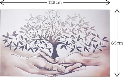 Quadro moderno in tela 65x125 cm tema Albero Della Vita con dettagli in argento