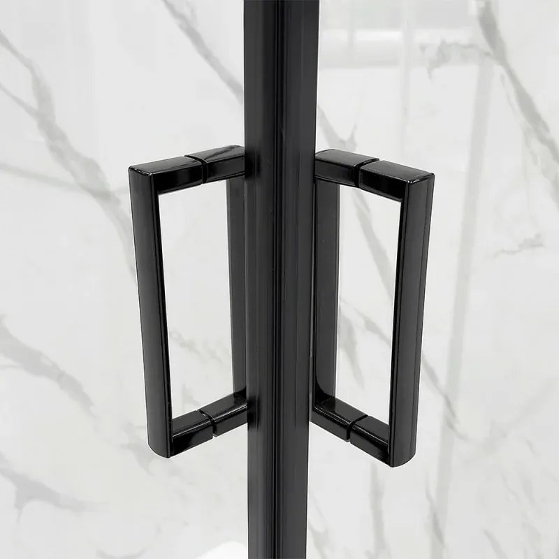 Box doccia 3 lati 70x100x70 in vetro temperato trasparente doppio scorrevole con profili neri Tay