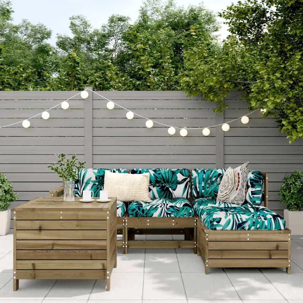 Set divani da giardino 5 pz in legno impregnato di pino
