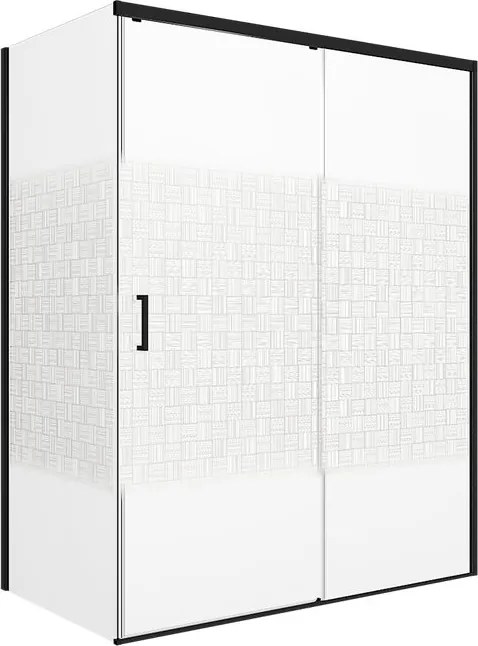 Porta doccia L 67-68 cm x H 200 cm per nicchia in vetro serigrafato SP. 6 mm, profilo opaco nero, serie Jazz