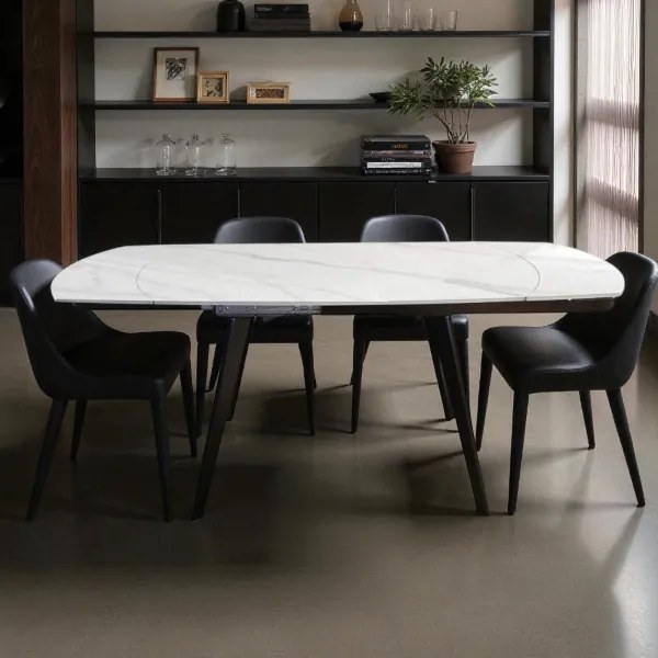 Tavolo allungabile 130-190x80 cm piano marmo Bianco - ALMOR