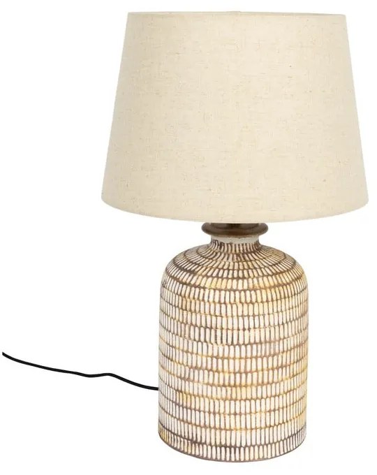 Lampada da tavolo beige con paralume in lino Russel - Dutchbone
