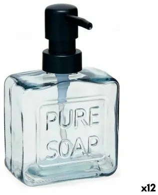 Dispenser di Sapone Pure Soap 250 ml Cristallo Nero Plastica (12 Unità)