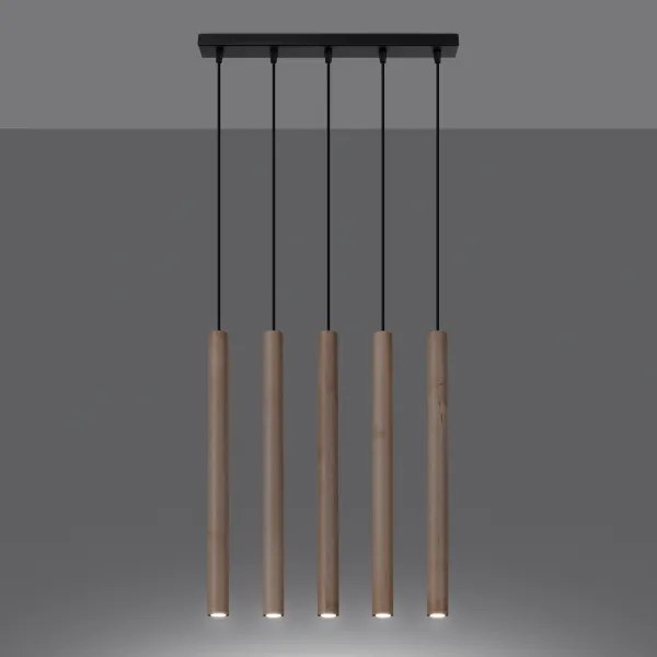 Sollux SL.1269 - Lampadario a sospensione con filo PASTELO 5xG9/8W/230V legno