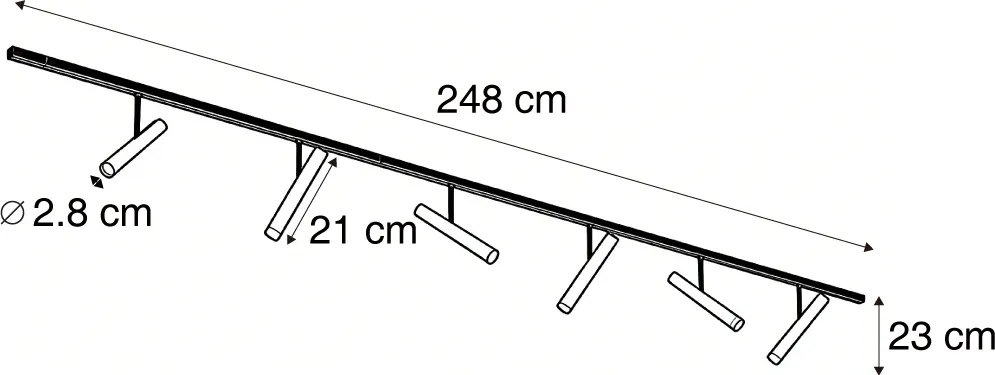 Sistema di illuminazione a binario moderno bianco con 6 faretti bianchi monofase - Slimline Avery