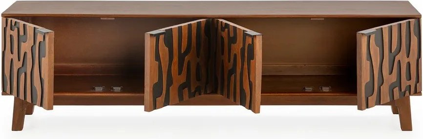 Mobile TV marrone in mango massiccio 180x50x40 cm Kantu – MOME