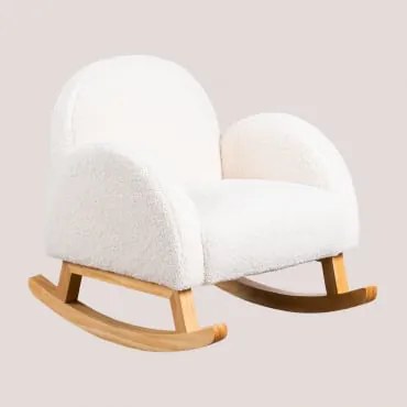 Sedia A Dondolo In Pelle Di Pecora Gigis Kids Bianco - Sklum