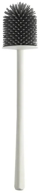 Scopino di ricambio per wc con setole in silicone grigio e manico bianco
