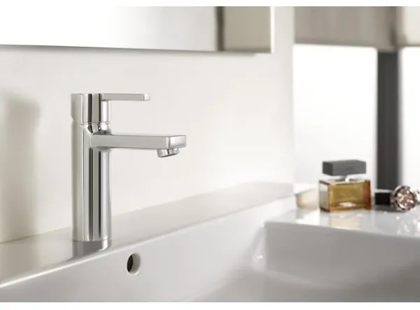 Roca A5A3296C00 - Miscelatore monocomando per lavabo NAIA con piletta, 16,7 cm, cromo lucido