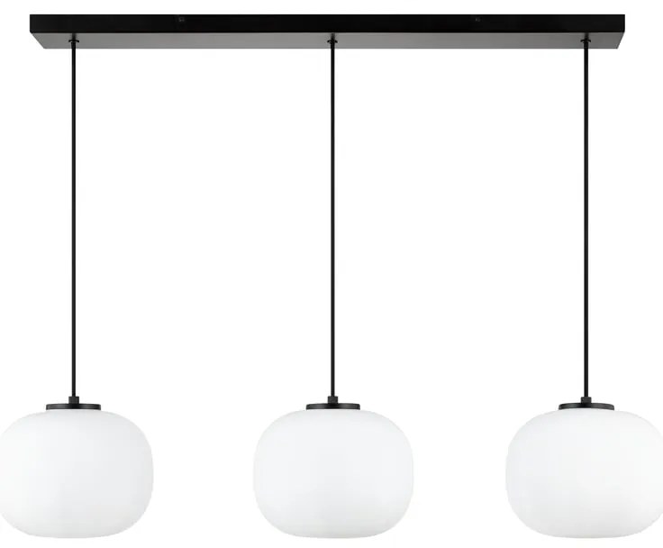 Lampadario Design Aristide nero paralume bianco 3x E27 Ø22cm INSPIRE