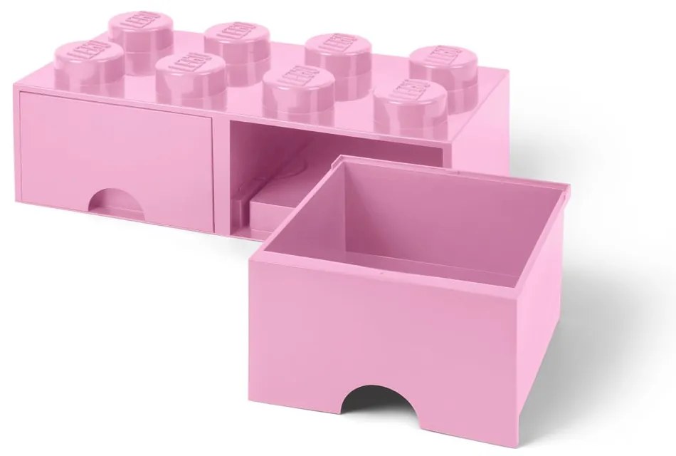 Scatola portaoggetti rosa chiaro con due cassetti - LEGO®