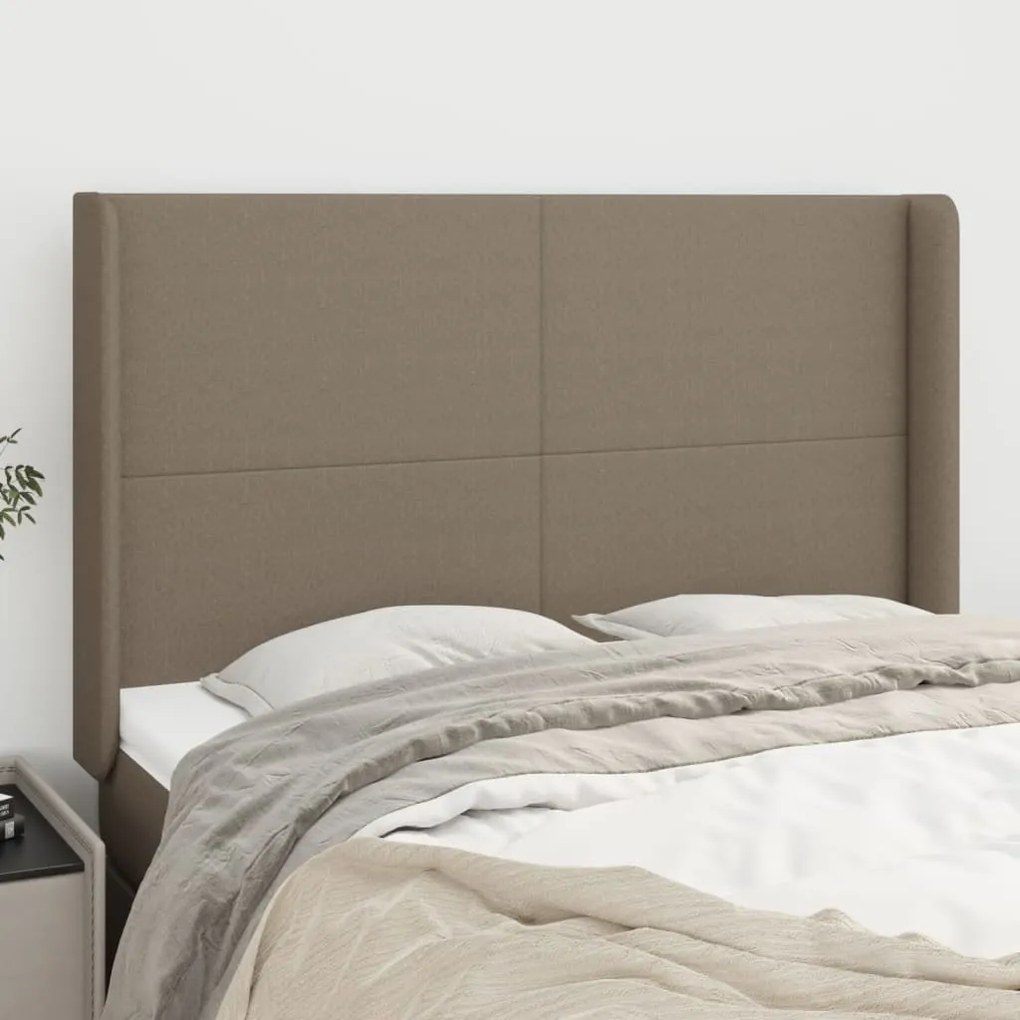 Testiera Ad Orecchio Tortora 147x16x118/128 Cm İn Tessuto /