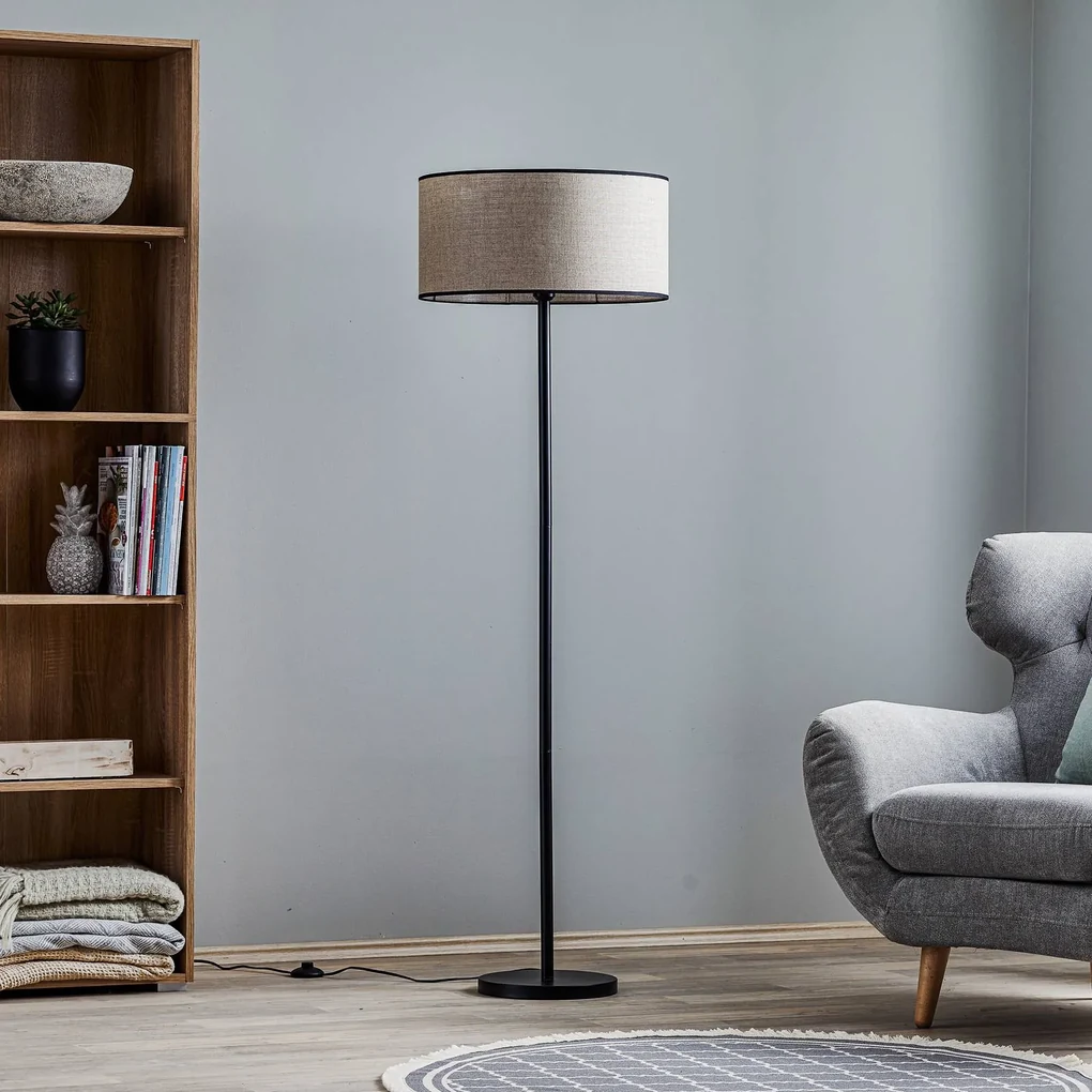 BRITOP Piantana Tubo, paralume di tessuto, beige, Ø 45 cm