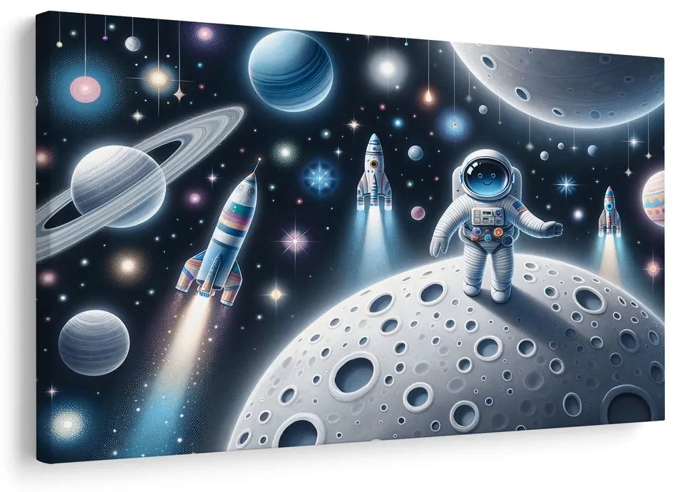 Quadro su tela – Astronauta bambino sulla Luna