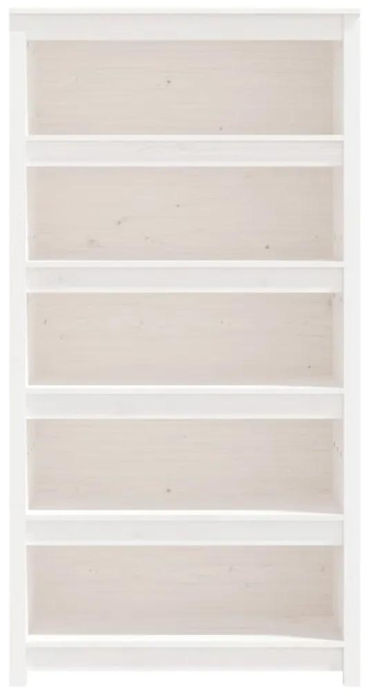 Libreria bianca 80x35x154 cm in legno massello di pino