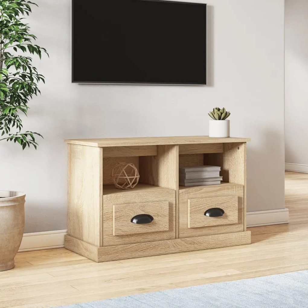 Mobile porta tv rovere sonoma 80x35x50 cm in legno multistrato