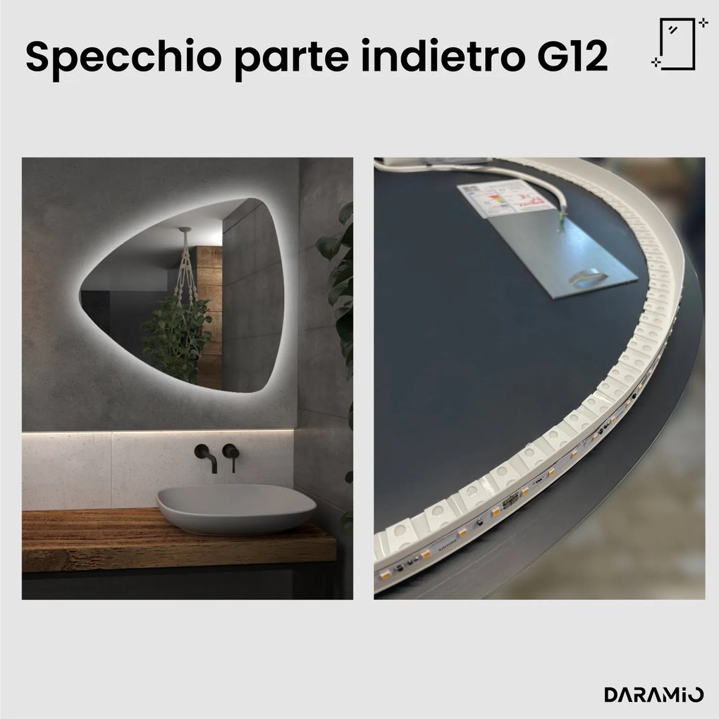 Specchio triangolare con luce LED G12