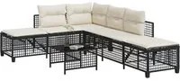 Set Divani ad Angolo 3 pz con Cuscini in Polyrattan Nero 365443