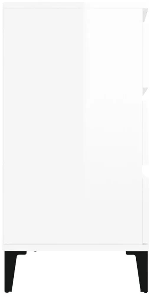 Credenza Bianco Lucido 60x35x70 cm in Legno Multistrato