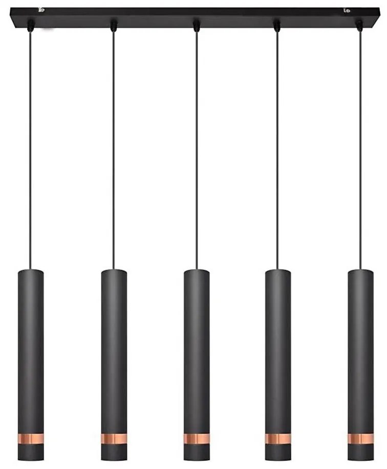 LED Lampadario a sospensione con filo TUBA 5xGU10/6,5W/230V nero/rame