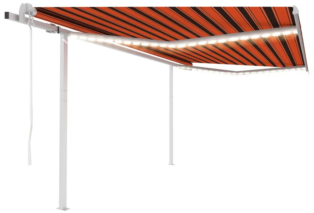 Tenda Automatica Sensore Vento E Led 4,5x3 M Arancio E Marrone /